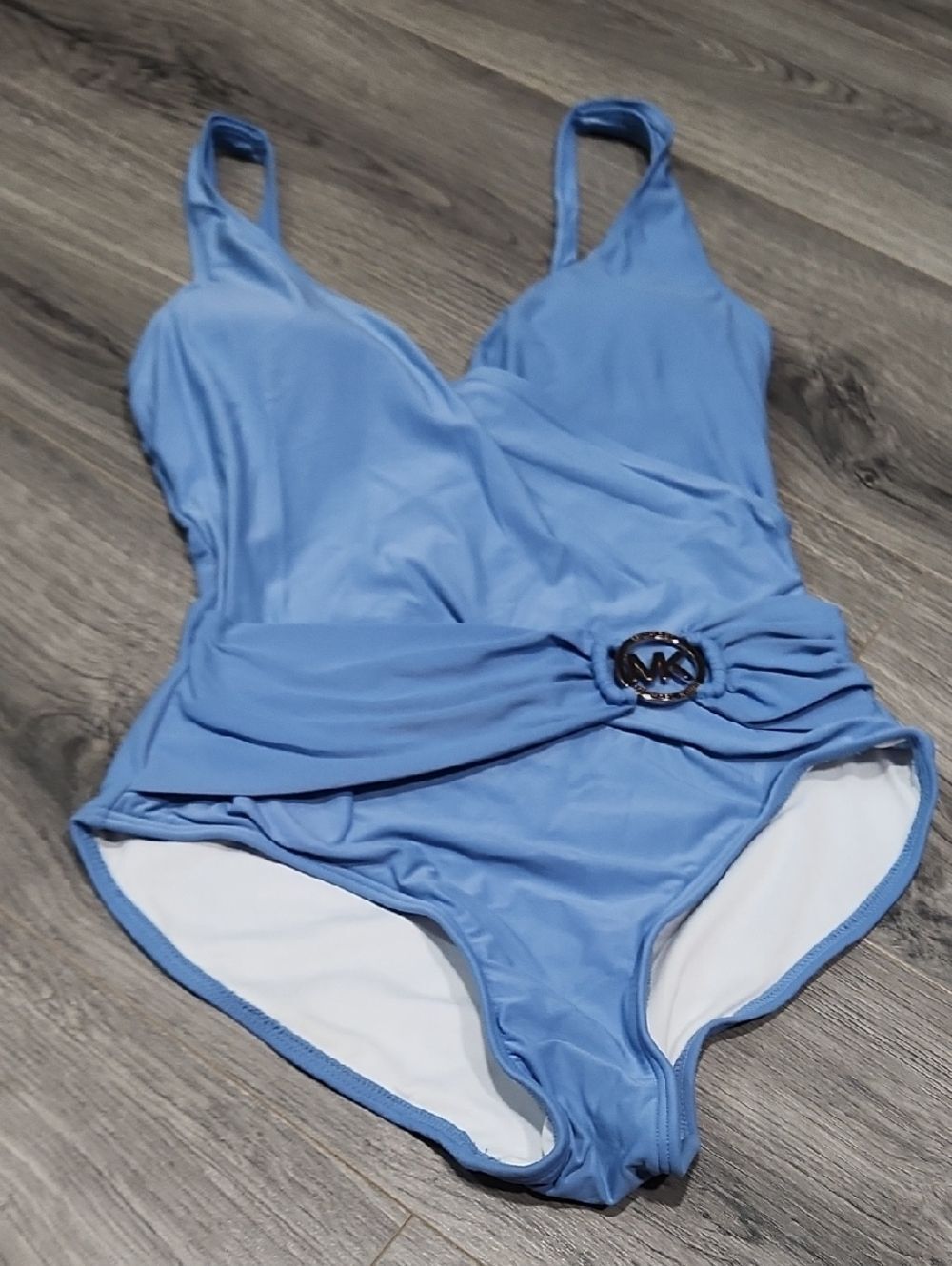 Michael Kors Sky Blue One-Piece Swimsuit with MK Buckle